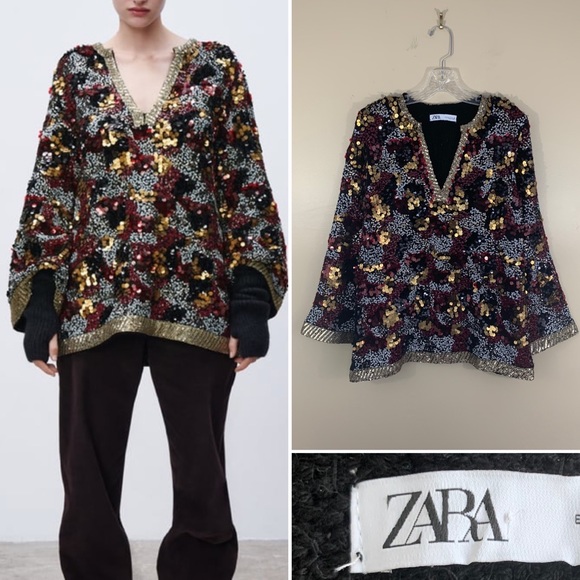 Zara Tops - Zara knit sequin tunic limited edition. Size S